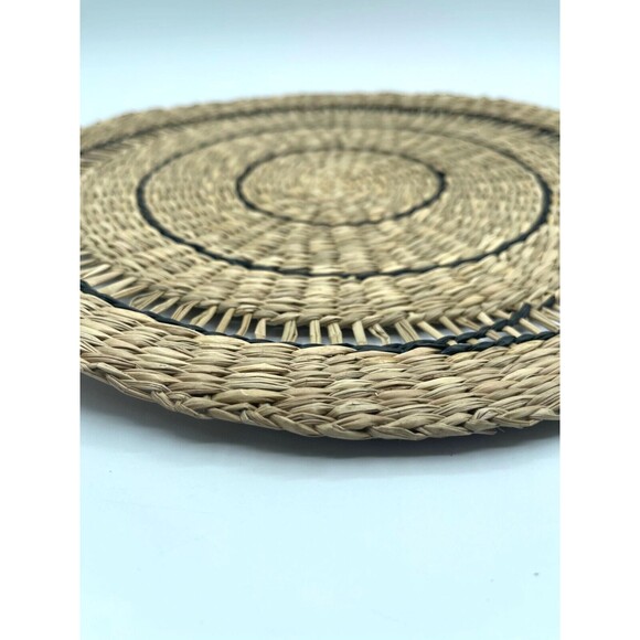 MORDEN HOUSE Round Woven Straw Placemats with Black Accents- 13.75" Diameter NWT - Picture 11 of 13